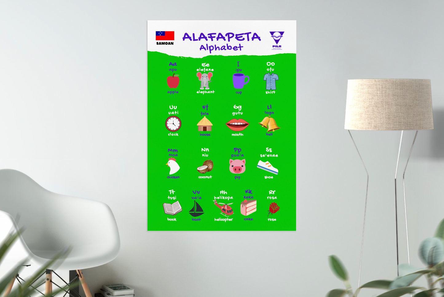 SAMOAN - Printed poster - Alafapeta - Alphabet (colour background)