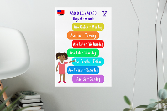 SAMOAN - Printed poster - Aso o le vaiaso - Days of the week (white background)