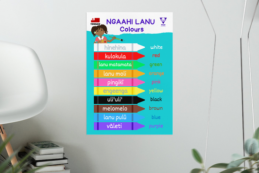 TONGAN - Printed poster - Ngaahi Lanu- Colours (colour background)