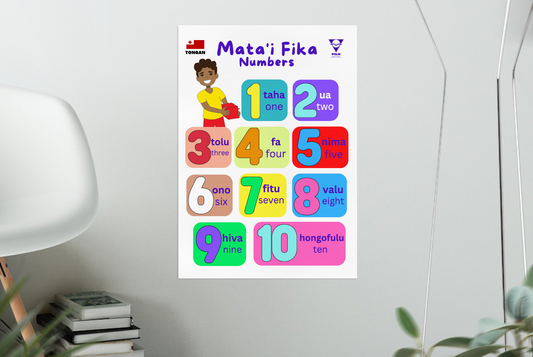 TONGAN - Printed poster - Mata'i Fika - Numbers (white background)